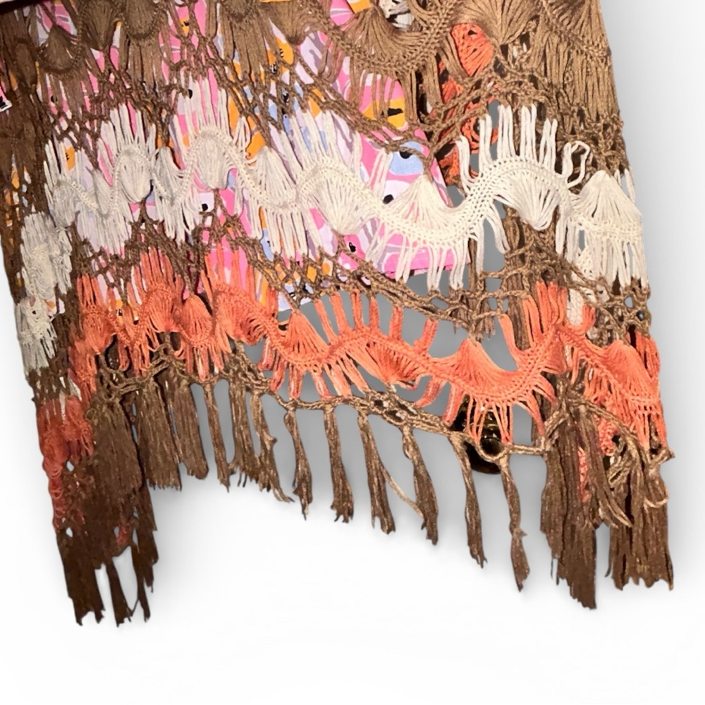 🩷🧡2X Floral Blouse with Boho Vintage Fringe Vest - Picture 4 of 16